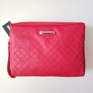 Steve Madden Red Double Zipper Cosmetic Bag
